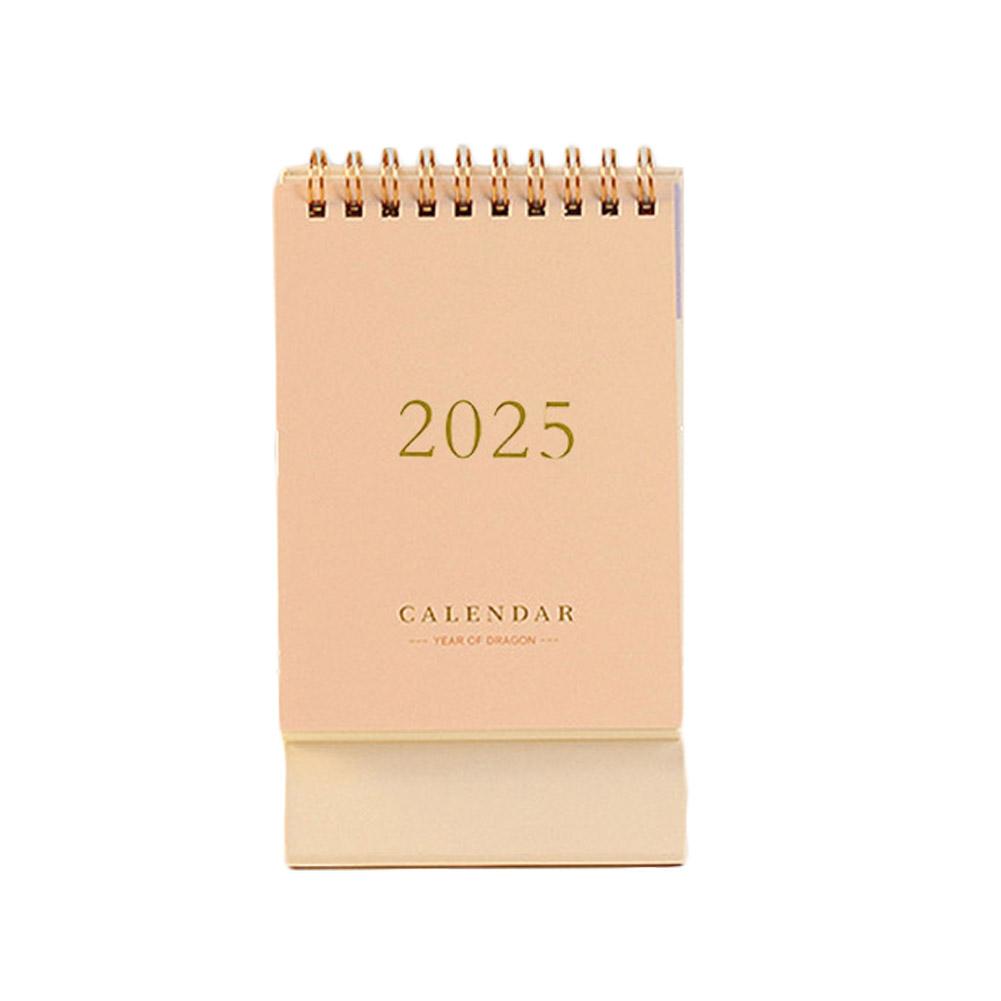 SSKFHGI Small-Pink 2025 Desk Calendar Planner Simple Small Fresh Desktop Calendar Book Gold Stamping Korean Desktop Creative Notepad